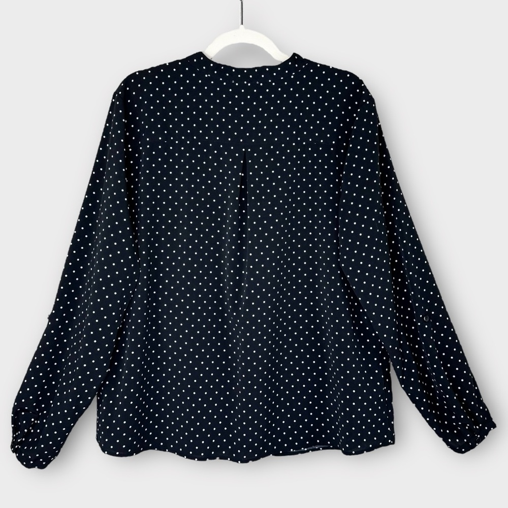 Notations polka dot blouse XL black & white relaxed fit long sleeve career top - Picture 5 of 8